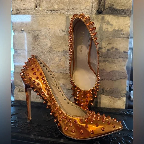 Liliana Shayla Mermaid Orange Spiky Stillletos - Picture 3 of 6
